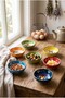 6 Piece Tile Bowl Set 8 cm Colorful Snack Bowl Sauce Bowl Breakfast Turkish Delight Bowl - 3