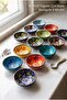 6 Piece Tile Bowl Set 8 cm Colorful Snack Bowl Sauce Bowl Breakfast Turkish Delight Bowl - 3
