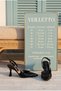 Women's Black Patent Leather Pointed Toe High Heeled Shoes with Noble Gold Accessories - 6