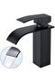 Matte Black Square Waterfall Basin Faucet – Single Handle Ceramic Valve – Saves Up to 30% Water – Easy Installation