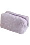 Purple plush pencil case, suitable for students and office use - multi-functional cosmetic and stationery organizer.