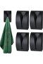 4-Piece Towel Hooks - Self-Adhesive Towel Hooks - Towel Clips - Towel Racks - Hooks - Towel Racks for Bathroom/Kitchen - Stainless Steel - Black