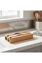 Aluminum foil dispenser, 2 rolls, drawer type, bamboo, height x width x depth: 14 x 33 x 7 cm, kitchen aluminum foil cutter, aluminum foil holder,... - 2