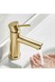 Bathroom/washbasin faucet, elegant modern design, brushed gold brass, hot and cold water mixing faucet, ceramic valve core. - 2