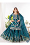 Teal Chinnon Silk Top Bottom & Dupatta - HRT7004 | Teal-Size:2XL-44-Inches