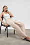 Elastic Waist Modal Trousers - Beige - 4