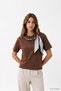 Tricou cu guler tip eșarfă 8650A Maro - 2