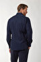 Men's Regular Fit Metallic Logo Pocket Detail Long Sleeve Navy Blue Shirt - 4