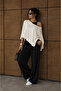 Women's Asymmetrical Cut Viscose Fabric Poncho Ecru - 3