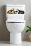 Toilet Sticker Three Cute Rabbits with Glasses, Winking and Eating Carrots Fun Bathroom Sticker Set - 4