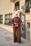 Women's Shawl Detailed Shirt Set Brown - 2