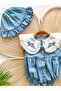 Baby Girl Floral Embroidered Ruffle Hat Summer Denim Overalls - 2