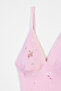 Flower Embroidered Lace Tricotated Tank Top Pink - 3