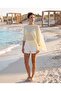 Women's Asymmetrical Transparent Knitwear Poncho Yellow 31228
