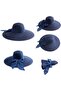 Women's Sun Hat 56-58 cm, Blue Straw Beach Hat, Floppy Wide Brim Travel Hat, UV Protective Straw Sun Hat, Adjustable Foldable Summer Vacation - 3