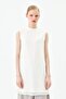 Chiffon Front Sleeveless Combed Cotton Undergarment - Ecru