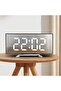 LED Curved Digital Alarm Clock USB Battery Powered Temp Display Snooze Night Mode Silent Modern Desktop Clock White - 4