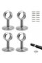 4-Piece Silver Adjustable Stainless Steel Curtain Rod Ceiling Brackets, Cabinet Rod Flange Brackets for 25mm Round Tubes