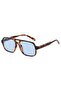 Men's and women's retro sunglasses, classic 70s retro rectangular oversized square sunglasses (leopard print blue lenses)