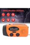 Hand Crank Emergency Radio AM/FM/Weather 2000MAH Power Bank Phone Charger LED flashlight SOS alarm Solar Hand Crank Camping ORANGE - 4
