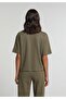 Regular Fit Polo Collar Plain Women's Green Short Sleeve T-Shirt - 2