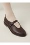 Genuine Leather Strapped Buckle Ballerina Women's Shoes