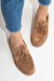 Leonelda Women's Genuine Leather Lace-Up Loafer Tan Suede - 7