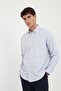 Men's Regular Fit Button-Down Collar Long Sleeve Blue Shirt - 3