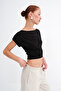 Kayık Neckline Crop T-Shirt P05036 - 2