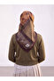 Leaf Patterned Cotton Scarf - Brown Tan - 5