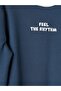 Navy Blue Crew Neck Printed Long Sleeve Girls' T-Shirt - 2