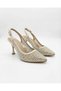 Women's Pointed Toe Stone Beaded Embroidered Open-Back Heeled Shoes