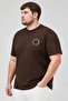 Men Crew Neck Short Sleeve Brand Logo T-Shirt, Brown - 2