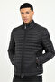 Men's Slim Fit Hooded Black Coat - 3