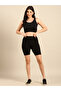 Black Knit Viscose Blend Cycling Shorts
