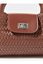 Brown Woven Mini Handbag with Chain Strap - 4