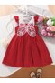 Girls Red Ruffled Detail Dress - 2