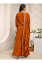 Rust Embroidered Silk Blend Straight Kurta, Palazzo And Dupatta Set - 4