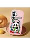Samsung Galaxy S25 Plus Compatible Case Camera Protector Pink Silicone Couple Phone Case Panda Pattern - 2