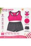 Girl's Bustier Shorts Swimsuit Set – Fuchsia Black - 2
