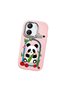 Redmi 13C Compatible Case with Camera Protector Pink Silicone Couple Phone Case with Panda Pattern - 3