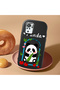 Redmi Note 10S Compatible Case Camera Protector Black Silicone Couple Phone Case Panda Pattern - 2