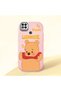 Poco C31 Compatible Case Camera Protector Pink Silicone Couple Phone Case with Bear Pattern