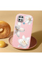 Oppo A15 Compatible Case Camera Protector Pink Silicone Couple Phone Case with Floral Pattern - 2