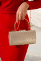 Women's Gold Complex Patterned Metal Handle Evening Dress Wedding Invitation Bag - 5