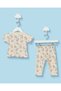 Infant Girls White Bunny And Floral Print Pyjama Set