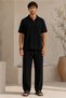 Men's Polo Neck T-Shirt and Sweatpants Set Ottoman Fabric Patched Polo Neck T-Shirt and Baggy Fit Pants 2-Piece Summer Set Men's Polo Neck T-Shirt Sweatpants Set 2-Piece Set - 5