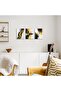 30x40 cm 3 Panel Gallery Wrapped Canvas | Black White Yellow Abstract Wall Art | Modern Decor - 4