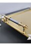 Figured, Metal Handle, Stainless Steel Rectangular Tray Luxury Presentation Tray North Gold-Silver - 4