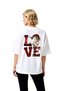 Women's Oversize T-Shirt Love Themed Printed Relaxed Fit Christmas New Year Gift Casual Wear Modern